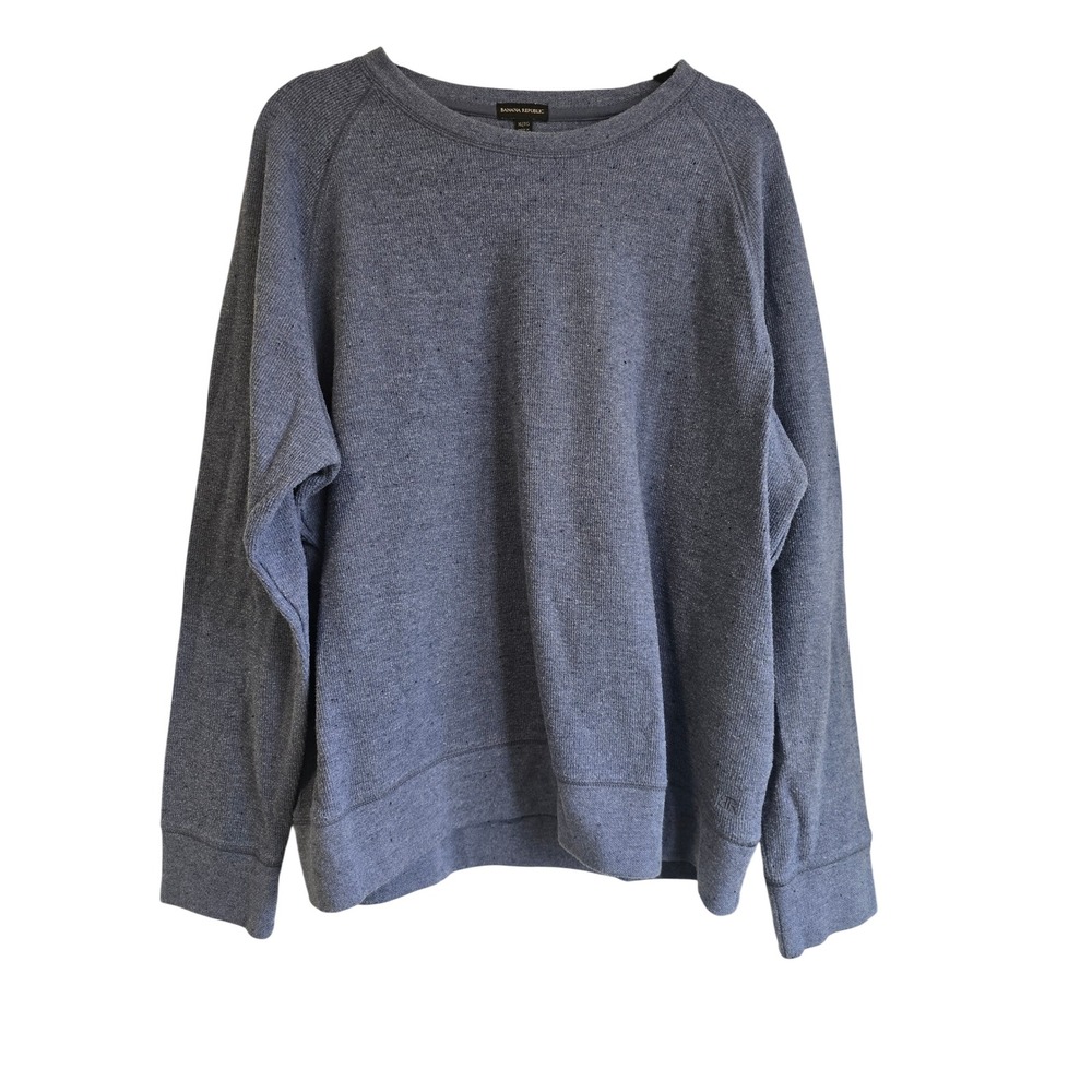Banana Republic Mens XL Blue Heather Raglan Crewneck Sweatshirt Textured‎ Knit